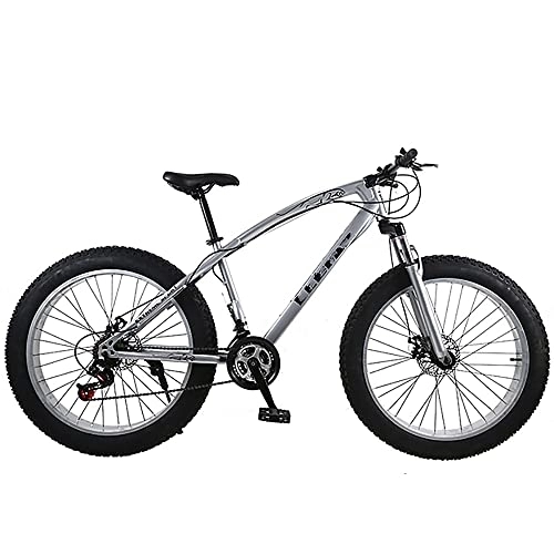 Mountainbike : JAMCHE 26-Zoll-Mountainbike, Fat Tire Bike, Mountain Trail Bike mit 30 / 27 / 24 / 21 / 7 Gängen, Doppelscheibenbremse, Rahmen aus Kohlenstoffstahl, Vorderradfederung, Urban Commuter City Bicycle