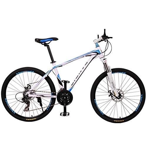 Mountainbike : JLRTY Mountainbike Fahrrad 26" 21 / 27 / 30 Damen / Herren MTB Bike Leichte Aluminium Rahmen Federung vorne Doppelscheibenbremse (Color : Blue, Size : 30speed)