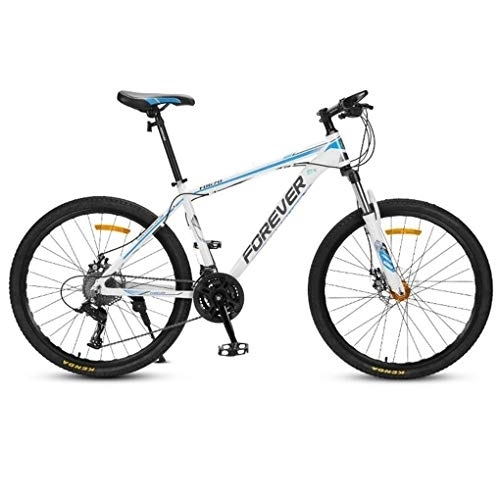 Mountainbike : JLRTY Mountainbike Mountainbike, 26 Zoll Damen / Herren Fahrräder, Carbon-Stahlrahmen, Doppelscheibenbremse und Vorderradgabel, 24 Geschwindigkeit (Color : Blue)