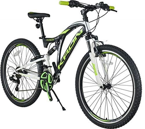 Mountainbike : KRON ARES 4.0 Fully Mountainbike 26 Zoll | 21 Gang Shimano Kettenschaltung mit V-Bremse | 16.5 Zoll Rahmen Vollgefedert MTB Erwachsenen- und Jugendfahrrad | Schwarz & Grün