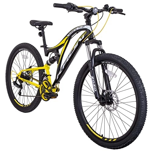 Mountainbike : KRON ARES 4.0 Fully MTB 27.5 Zoll Jugend Erwachsene| Mountainbike 21 Gang Shimano, Scheibenbremse, 16.5 Zoll Rahmen, Vollfederung, Gelb