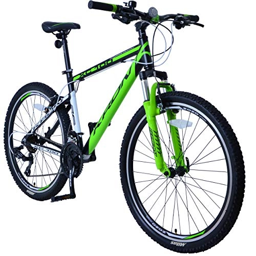 Mountainbike : KRON XC-100 Hardtail Aluminium Mountainbike 26 Zoll, 21 Gang Shimano Kettenschaltung mit V-Bremse | 16 Zoll Rahmen MTB Erwachsenen- und Jugendfahrrad | Schwarz & Grün