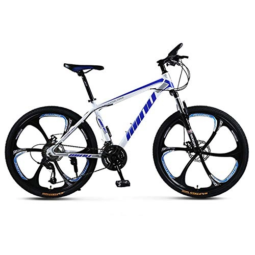Mountainbike : KUKU High-Carbon-Stahl-Mountainbike 26 Zoll, 21-Gang-Mountainbike Für Erwachsene, Doppelscheibenbremsen, Geeignet Für Sport- Und Radsportbegeisterte, White Blue