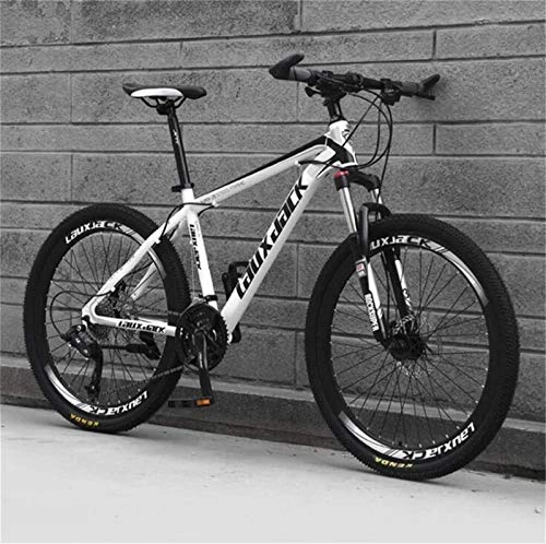 Mountainbike : LBWT Erwachsene Außen Off-Road Radfahren, 26 Zoll Mountainbike, Stahlrahmen, Doppelscheibenbremse, Geschenke (Color : White Black, Size : 21 Speed)