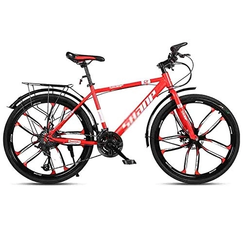 Mountainbike : LILIS Mountainbike Fahrrad-Erwachsene Straßen-Fahrräder Mountainbike MTB Einstellbare Geschwindigkeit for Männer und Frauen 26in Räder Doppelscheibenbremse (Color : Red, Size : 21 Speed)