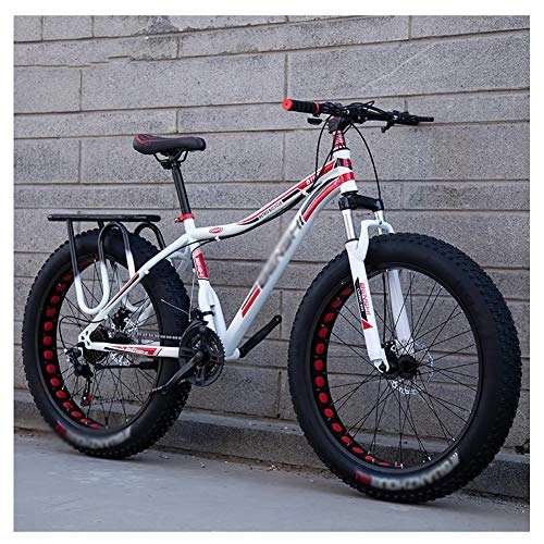 Mountainbike : LILIS Mountainbike Fat Tire Bike Adult Rennräder Fahrrad Strand Snowmobile Fahrräder for Männer Frauen (Color : Red, Size : 24in)