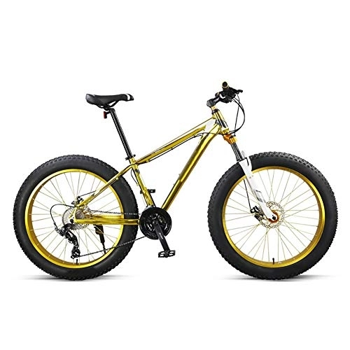 Mountainbike : LILIS Mountainbike Fat Tire Bike MTB Fahrrad-Erwachsene Straßen-Bikes Strand Snowmobile Fahrräder for Männer Frauen (Color : Gold)