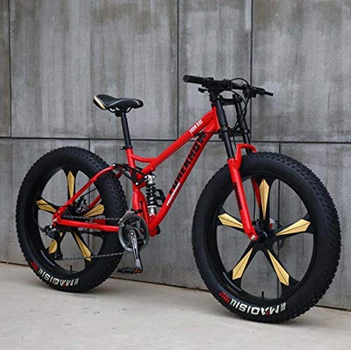 Mountainbike : LJLYL 26-Zoll-Mountainbike für Männer und Frauen, Jugendliche und Erwachsene, Rahmen aus kohlenstoffhaltigem Stahl, mechanische Scheibenbremse, Räder aus Aluminiumlegierung, Rot, 7 Speed