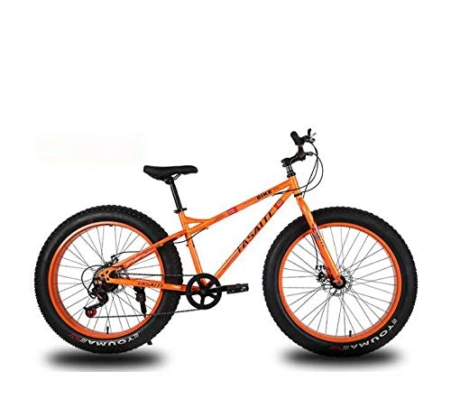 Mountainbike : LJLYL Mountainbike für Erwachsene, Doppelscheibenbremse Fat Tire Mountain Trail Fahrrad, Hardtail Mountainbike, Rahmen aus kohlenstoffhaltigem Stahl, 26-Zoll-Räder, Orange, 24 Speed