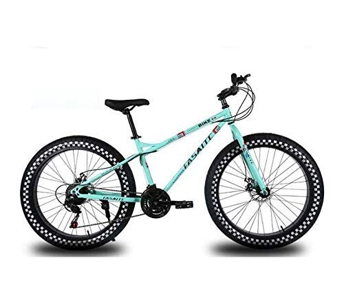 Mountainbike : LUO Fahrrad, 26-Zoll-Räder Mountainbike für Erwachsene, Fat Tire Hardtail-Fahrrad, Rahmen aus kohlenstoffhaltigem Stahl, Doppelscheibenbremse, Blau, 24-Gang, Blau, 27 Geschwindigkeit