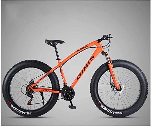 Mountainbike : Lyyy 26 Zoll Gebirgsfahrrad, High-Carbon Stahlrahmen Fat Tire Mountain Trail Bike, Männer Frauen Hardtail Mountainbike mit Doppelscheibenbremse YCHAOYUE (Color : Orange, Size : 24 Speed Spoke)