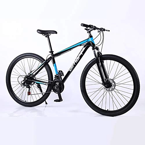 Mountainbike : Mens Mountainbike, Aluminiumlegierung Doppelscheibenbremse Fahrrad, 29-Zoll-21 / 24 / 27 Geschwindigkeit Mountainbike, Black Blue, 24 Speed