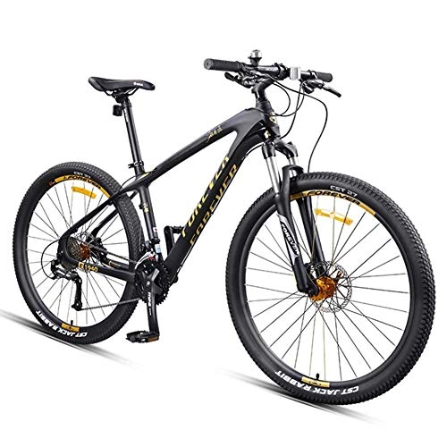 Mountainbike : MJY 27, 5-Zoll-Mountainbikes, Dual-Suspension-Mountainbike mit Carbonrahmen, Scheibenbremsen All-Terrain-Unisex-Mountainbike, Gold, 30-Gang