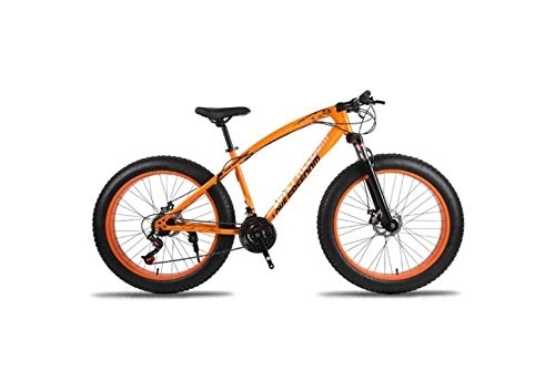 Mountainbike : Mountainbike Unisex Hardtail Mountainbike 21.07.24 / 27 Geschwindigkeiten 26 Zoll Fat Tire Rennrad Snowbike / Beachbike mit Scheibenbremsen und Federgabel, Orange, 21-Gang