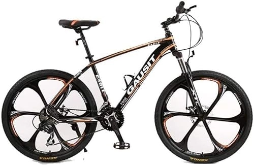 Mountainbike : Mountainbike Unisex Hardtail Mountainbike 24 / 27 / 30 Geschwindigkeiten 26 Zoll 6-Speichen-Räder Aluminiumrahmen-Fahrrad mit Scheibenbremsen und Federgabel, orange, 27-Gang