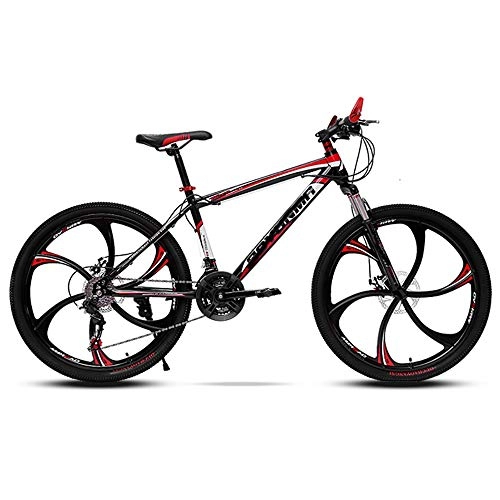 Mountainbike : Mountainbikes 21-Gang, Jugendrad, Cruiser-Fahrrad, Doppelscheibenbremsen, Einstellbarer Breiter Sitz, 24 Zoll Und 26 Zoll (Color : Red, Size : 24 inch)