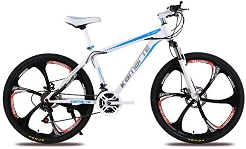 Mountainbike : Mountainbikes, 26-Zoll-Mountainbike Erwachsene männliche und weibliche variable Geschwindigkeit Fahrrad sechs Schneidräder Aluminiumrahmen mit Scheibenbremsen ( Color : White blue , Size : 21 speed )