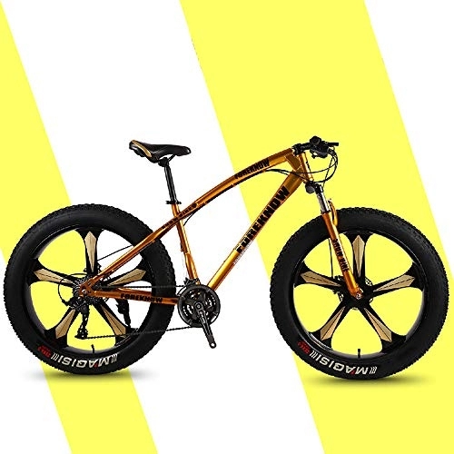 Mountainbike : Nerioya Mountainbike, Doppelscheibenbremse, Fetter Reifen 7-27 Geschwindigkeit 5 Schneidrad Schneeschaltfahrrad Rahmen Aus Kohlenstoffstahl, D, 26 inch 27 Speed
