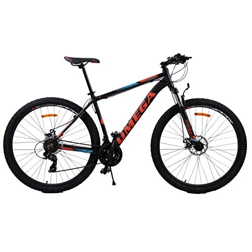Mountainbike : OMEGA BIKES Thomas 29 Zoll Mountainbike, geeignet ab 185 cm, Scheibenbremse, Shimano 21 Gang-Schaltung, Gabel-Federung, Jungen-Fahrrad & Herren-Fahrrad (orange)