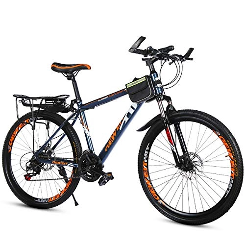 Mountainbike : PXQ High Carbon-Mountainbike mit hohem Kohlenstoffanteil 20 / 22 / 24 / 26Zoll Erwachsene Shimano 21 Geschwindigkeiten Geländefahrrad mit Doppelscheibenbremsen und Federgabel, Orange, 26Inch