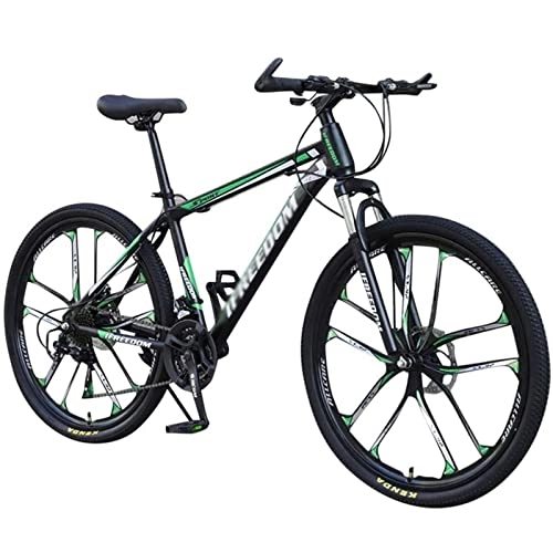 Mountainbike : QCLU 26-Zoll-Mountainbike, 21-Gang- Scheibenbremsen Hardtail MTB, Trekking Bike Männer Fahrrad Mädchen Fahrrad, volles Suspension Mountainbike (Color : Green)