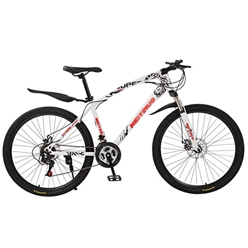 Mountainbike : QCLU Mountain Bikes Jugend Bike 26 Zoll 21-Gang-Fahrräder, Scheibenbremse, Federgabel Fahrraderwachsene Full Suspension MTB Gearshift Doppelscheibenbremsen (Color : White)