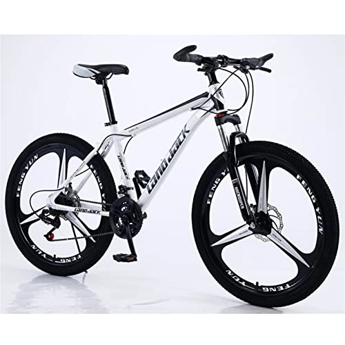 Mountainbike : QCLU Unisex Mountainbike, 26 Zoll Mountainbikes, Herren-, Damen MTB, mit verstellbarem Sitz, Doppelscheibenbremsen, Schwarz und Weiß, 3-Rad-Cutter (Größe : 30-Speed)