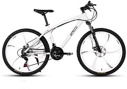 Mountainbike : QJWY-Home Erwachsene 26 Zoll Fahrrad Strand Schneemobil Fahrrad Doppelscheibenbremse Fahrrad Aluminiumlegierungsräder Mann Frau Allzweck-Weiß 24 Geschwindigkeit