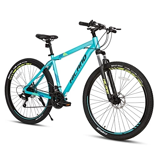 Mountainbike : ROCKSHARK Hiland Mountainbike MTB Hardtail Fahrrad mit 29 Zoll Speichenrädern 482mm Aluminiumrahmen 21 Gang Schaltung Scheibenbremse Federgabel blau für Herren und Damen Jungen mädchen