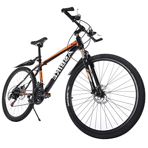 Mountainbike : ROTORS Hochleistungs-Carbon-Stahl-Mountain Bike 21-Gang Speichenrad 26"-Speichenrad (Black, One Size)