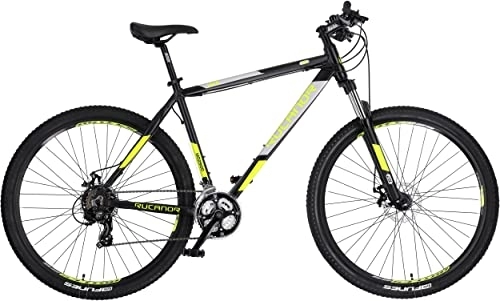 Mountainbike : Rucanor Lux 29 Zoll 48 cm Herren 21G Mechanische Scheibenbremse Schwarz / Gelbe