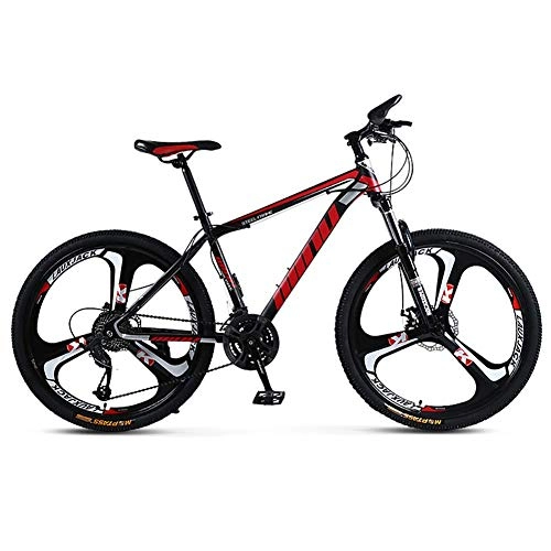Mountainbike : SANLDEN Unisex Federung Mountainbike 21 / 24 / 27 / 30 Geschwindigkeit Stahlrahmen mit hohem Kohlenstoffgehalt 26 Zoll 3-Speichen-Räder MTB-Bike mit Doppelscheibenbremse