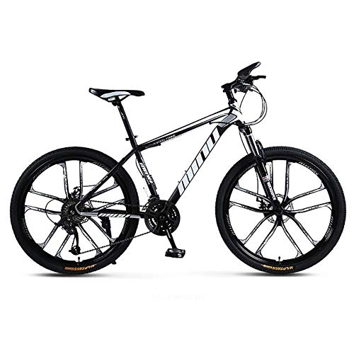 Mountainbike : SANLDEN Unisex Federung Mountainbike 26 Zoll 10-Speichen-Räder Stahlrahmen mit hohem Kohlenstoffgehalt 21 / 24 / 27 / 30 Geschwindigkeit Mit Scheibenbremsen und Federgabel
