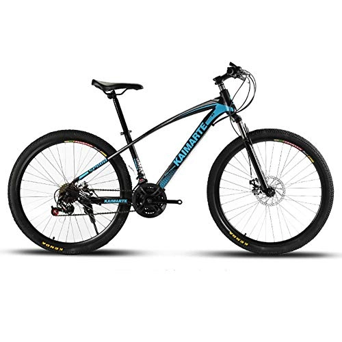 Mountainbike : SANLDEN Unisex Federung Mountainbike 26 Zoll Stahlrahmen mit hohem Kohlenstoffgehalt 21 / 24 / 27 Geschwindigkeit mit Scheibenbremsen, Blue, 24Speed