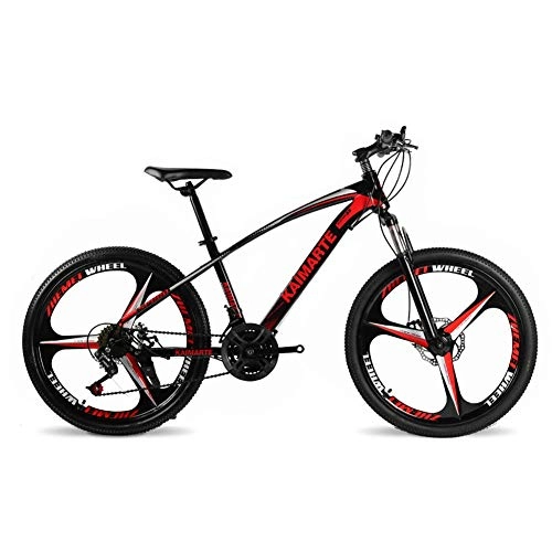 Mountainbike : SANLDEN Unisex-Mountainbike 21 / 24 / 27 Geschwindigkeit Stahlrahmen mit hohem Kohlenstoffgehalt 26 Zoll 3-Speichen-Räder mit Scheibenbremsen und Federgabel, Red, 27Speed