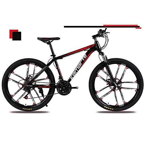Mountainbike : SANLDEN Unisex-Mountainbike, 24 Zoll 10-Speichen-Räder Stahlrahmen mit hohem Kohlenstoffgehalt, 21 / 24 / 27 Geschwindigkeit mit Scheibenbremsen und Federgabel, Black, 24Speed