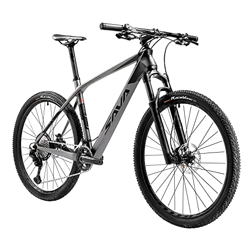 Mountainbike : SAVADECK DECK8.2 Carbon Mountainbike 27.5" / 29" XC Race Mountain Fahrrad Ultraleichtes Kohlefaser MTB mit 22 Geschwindigkeit Shimano DEORE XT M8100 Group Set und Komplette Hard Tail (Grau, 27.5 * 17)