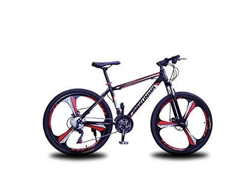 Mountainbike : SEESEE.U Mountainbike Unisex-Federung Mountainbike, 24-Zoll-3-Speichen-Räder mit hohem Kohlenstoffstahlrahmen, 21 / 24 / 27 Geschwindigkeit u200b u200bDoppelscheibenbremse Commuter City, Rot, 21 Gesc