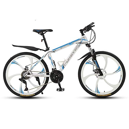 Mountainbike : SXXYTCWL Hoher Kohlenstoffstahl Outlast-Fahrräder, Mountainbike, 26-Zoll-Räder, 24-Gang-Fahrrad, stromlinienförmiger Körper, für Sport-Radfahren, weiß blau jianyou