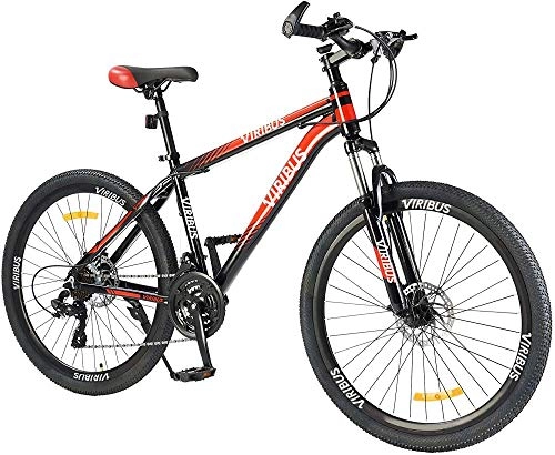 Mountainbike : SYCY Mountainbike mit 26 Zoll Rädern Leichtes MTB-Fahrrad mit Aluminiumrahmen und Doppelscheibenbremse, 100 mm Vorderradgabel-rot_24 Geschwindigkeit