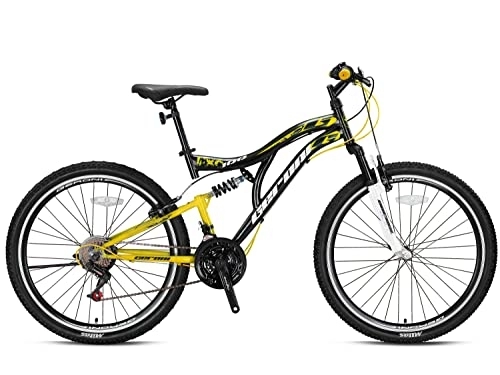 Mountainbike : T&Y Trade 26 Zoll Mountainbike Herren Jugend Jungen Mädchen MTB Cross Fahrrad Herrenfahrrad Herrenrad Rad Bike 21 Gang Fully VOLLFEDERUNG FXC GRN20-17 SCHWARZ GELB