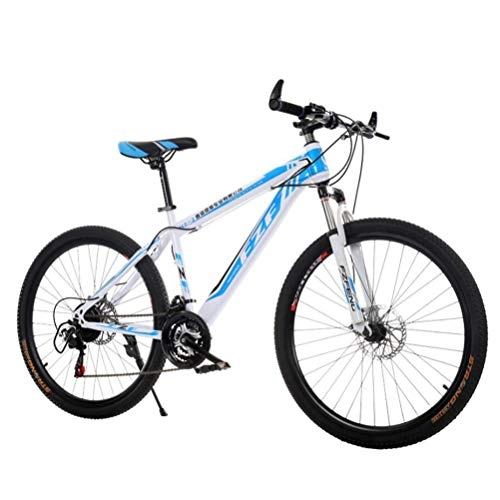 Mountainbike : Tbagem-Yjr 24-Zoll-Rad-Mountainbike, 24-Gang-MTB-Sport-Freizeit-Rahmen Aus Kohlenstoffstahl (Color : White Blue)