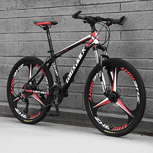 Mountainbike : Tbagem-Yjr 26-Zoll-Männer Mountainbike, Doppelaufhebung Doppelscheibenbremsen Stadt Straßenfahrrad (Color : Black red, Size : 24 Speed)