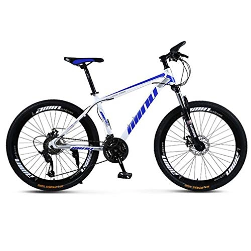 Mountainbike : Tbagem-Yjr 26-Zoll-Rad Mountain Bikes, Boy Ravine Bike Doppelscheibenbremse Fahrrad Mens Erwachsene (Color : White Blue, Size : 27 Speed)