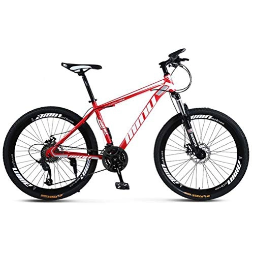 Mountainbike : Tbagem-Yjr 26-Zoll-Scheibenbremse Dämpfung Fahrrad, Hart Mountain Bike Stahlrahmen Stadt Straßenfahrrad (Color : Red White, Size : 30 Speed)