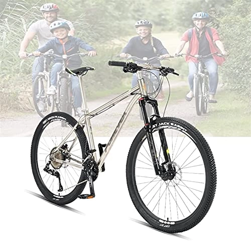 Mountainbike : Tbagem-Yjr 27, 5 Zoll Speichenrad Mountainbikes Für Männer / Frauen 36 Geschwindigkeiten Offroad Hardtail Trail Fahrrad Titanlegierung Rahmen MTB Golden
