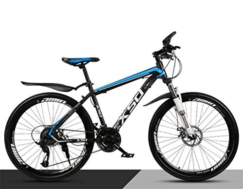 Mountainbike : Tbagem-Yjr Dual Suspension Mountain Bikes, 26 Zoll Erwachsener High Carbon Stahl Variable Speed ​​Straße Fahrrad (Color : Black Blue, Size : 24 Speed)