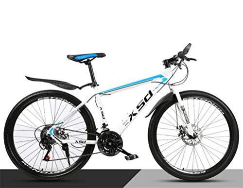 Mountainbike : Tbagem-Yjr for Männer Mountain Bike, 26 Zoll MTB Doppelaufhebung Berg Stadt Straßenfahrrad (Color : White Blue, Size : 24 Speed)