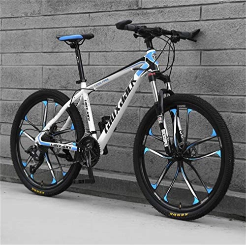 Mountainbike : Tbagem-Yjr for Männer Mountain Bike, High-Carbon Stahlrahmen 26 Zoll Sport Freizeit Männer Und Frauen (Color : White Blue, Size : 30 Speed)