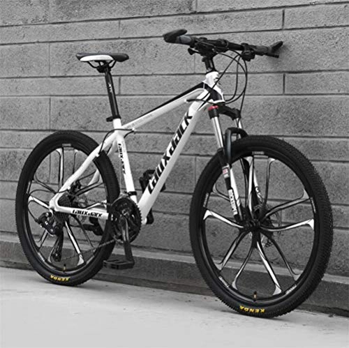 Mountainbike : Tbagem-Yjr Hardtail Mountain Bikes, 26-Zoll-High-Carbon Stahl Doppelscheibenbremsen Fahrrad Erwachsene (Color : White Black, Size : 27 Speed)
